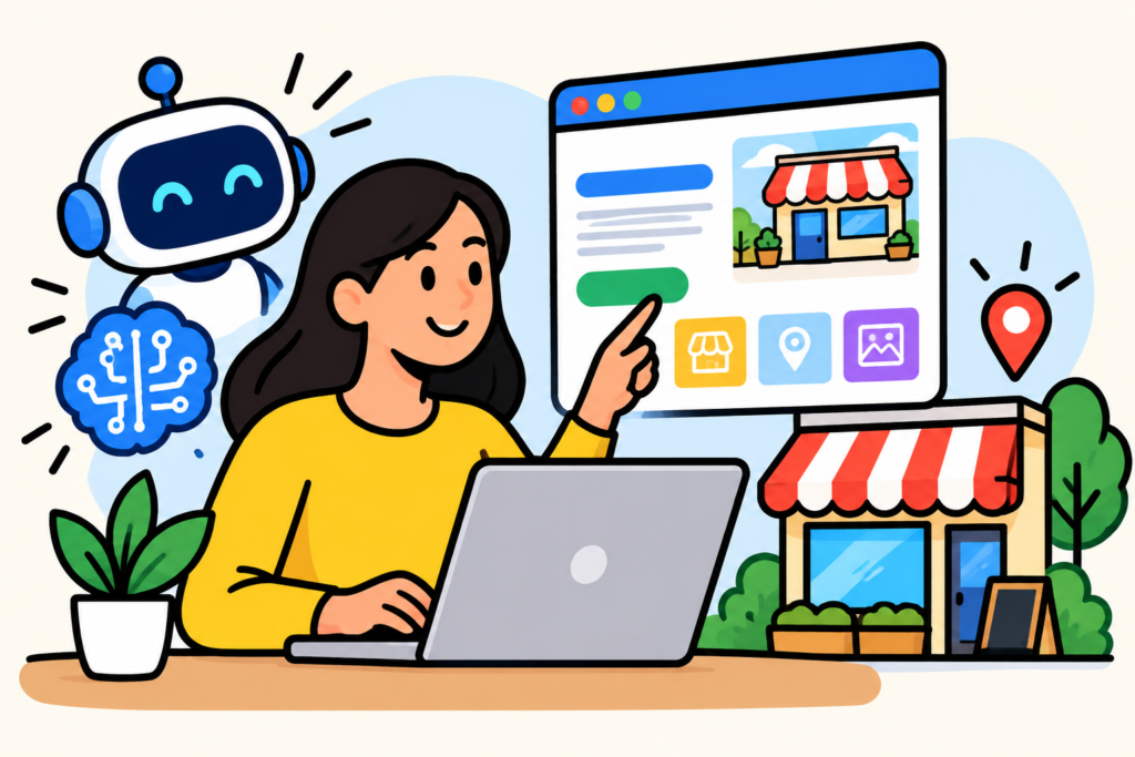 Ilustración del artículo: Cómo crear una web para negocio local con IA sin programar